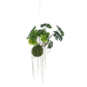 KOKEDAMA ARTIFICIAL MONSTERA COLGANTE 60 CM